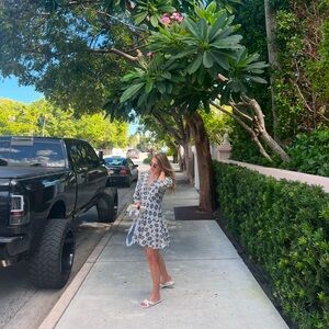 Sandro Blue&White flower Checkered Holiday Dress